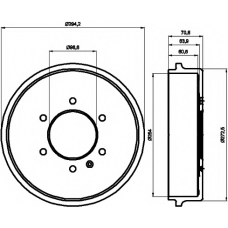 8DT 355 302-181 HELLA PAGID Тормозной барабан