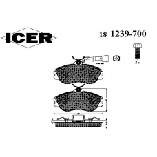 181239-700 ICER Комплект тормозных колодок, дисковый тормоз
