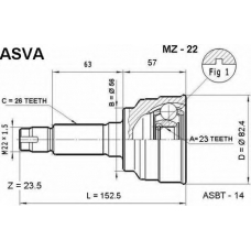 MZ-22 ASVA Шарнирный комплект, приводной вал