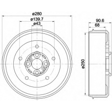 8DT 355 300-881 HELLA Тормозной барабан