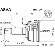 HN-20 ASVA Шарнирный комплект, приводной вал