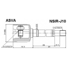 NSIR-J10 ASVA Шарнирный комплект, приводной вал