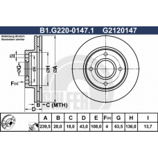 B1.G220-0147.1 GALFER Тормозной диск