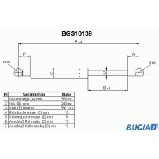 BGS10139 BUGIAD Газовая пружина, крышка багажник