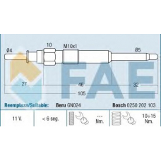 74166 FAE Свеча накаливания