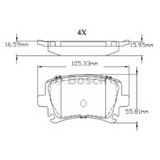 F 03B 150 364 BOSCH Комплект тормозных колодок, дисковый тормоз