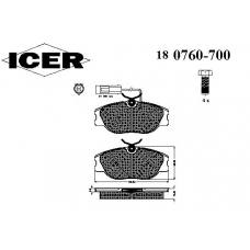 180760-700 ICER Комплект тормозных колодок, дисковый тормоз