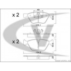 V20-8155 VEMO/VAICO Комплект тормозных колодок, дисковый тормоз