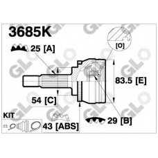 3685K GLO Шарнирный комплект, приводной вал