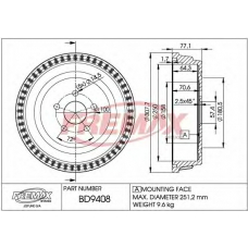 BD-9408 FREMAX Тормозной барабан