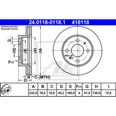 24.0118-0118.1 ATE Тормозной диск