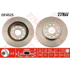 DF4525 TRW Тормозной диск