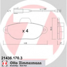 21436.170.3 ZIMMERMANN Комплект тормозных колодок, дисковый тормоз