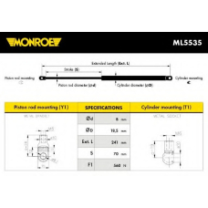 ML5535 MONROE Газовая пружина, заднее стекло