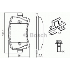 0 986 494 595 BOSCH Комплект тормозных колодок, дисковый тормоз