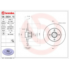 08.5834.15 BREMBO Тормозной диск