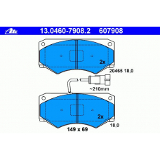 13.0460-7908.2 ATE Комплект тормозных колодок, дисковый тормоз