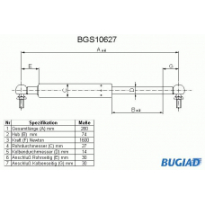 BGS10627 BUGIAD Газовая пружина, крышка багажник