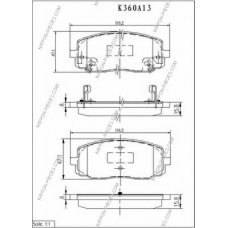 K360A13 NPS Комплект тормозных колодок, дисковый тормоз