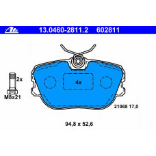 13.0460-2811.2 ATE Комплект тормозных колодок, дисковый тормоз