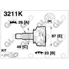 3211K GLO Шарнирный комплект, приводной вал