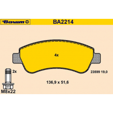 BA2214 BARUM Комплект тормозных колодок, дисковый тормоз