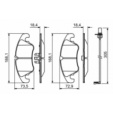 0 986 494 259 BOSCH Комплект тормозных колодок, дисковый тормоз