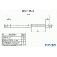 BGS10141 BUGIAD Газовая пружина, крышка багажник