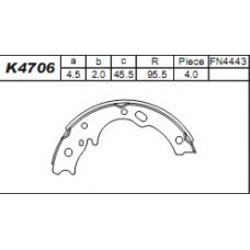 K4706 ASIMCO Комплект тормозных колодок, стояночная тормозная с