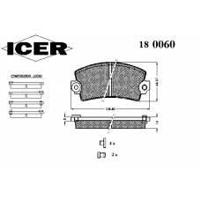 180060 ICER Комплект тормозных колодок, дисковый тормоз