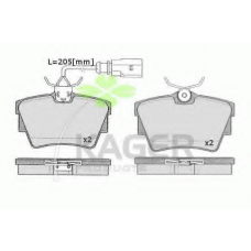 35-0476 KAGER Комплект тормозных колодок, дисковый тормоз