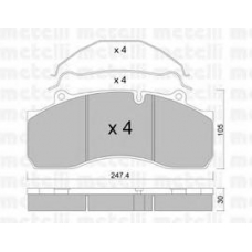 22-0594-0 METELLI Комплект тормозных колодок, дисковый тормоз