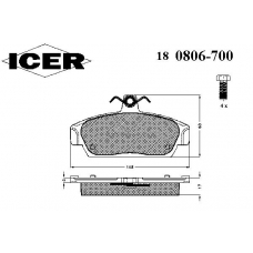 180806-700 ICER Комплект тормозных колодок, дисковый тормоз