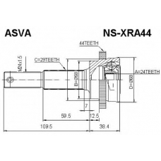 NS-XRA44 ASVA Шарнирный комплект, приводной вал