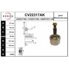 CV22317AK EAI Шарнирный комплект, приводной вал