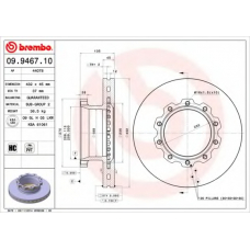 09.9467.10 BREMBO Тормозной диск