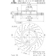 09.A047.21 BREMBO Тормозной диск