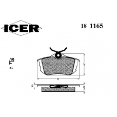 181165 ICER Комплект тормозных колодок, дисковый тормоз