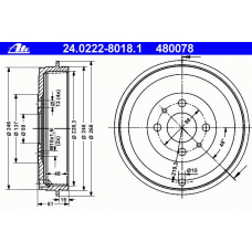 24.0222-8018.1 ATE Тормозной барабан