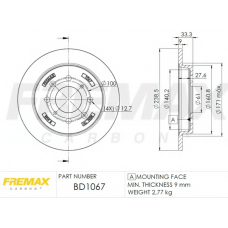 BD-1067 FREMAX Тормозной диск