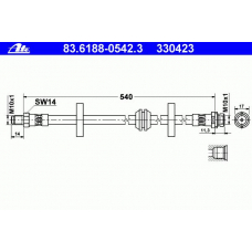 83.6188-0542.3 ATE Тормозной шланг