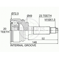 OJ-0718 InterParts Шарнирный комплект, приводной вал