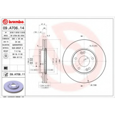 09.A706.14 BREMBO Тормозной диск