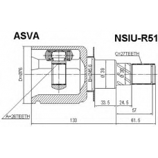 NSIU-R51 ASVA Шарнирный комплект, приводной вал