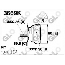 3669K GLO Шарнирный комплект, приводной вал