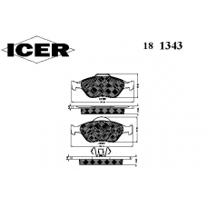 181343 ICER Комплект тормозных колодок, дисковый тормоз