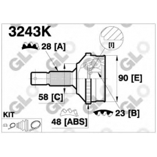 3243K GLO Шарнирный комплект, приводной вал