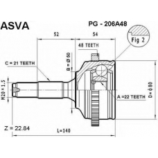 PG-206A48 ASVA Шарнирный комплект, приводной вал