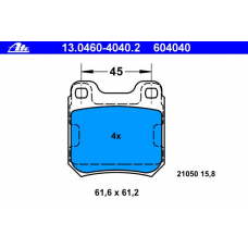 13.0460-4040.2 ATE Комплект тормозных колодок, дисковый тормоз
