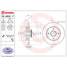 08.A858.17 BREMBO Тормозной диск